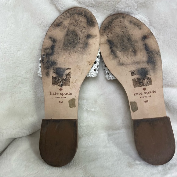 Kate Spade Berlin White Woven Leather Slides Sandal Shoes Women's Size 9 - Picture 6 of 6